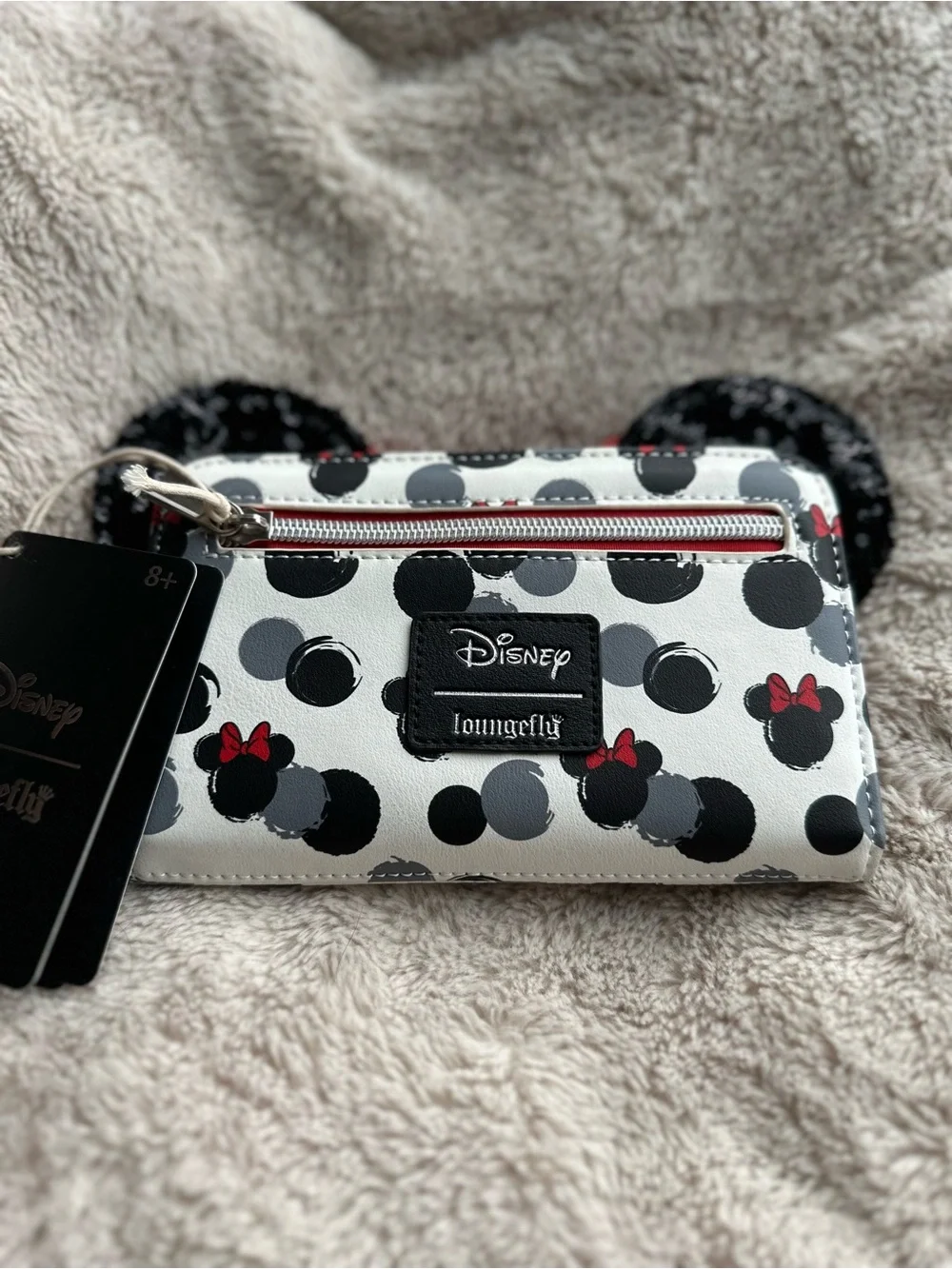 Loungefly Disney Minnie Mouse Sequin 3D Ears Snap Wallet NWT